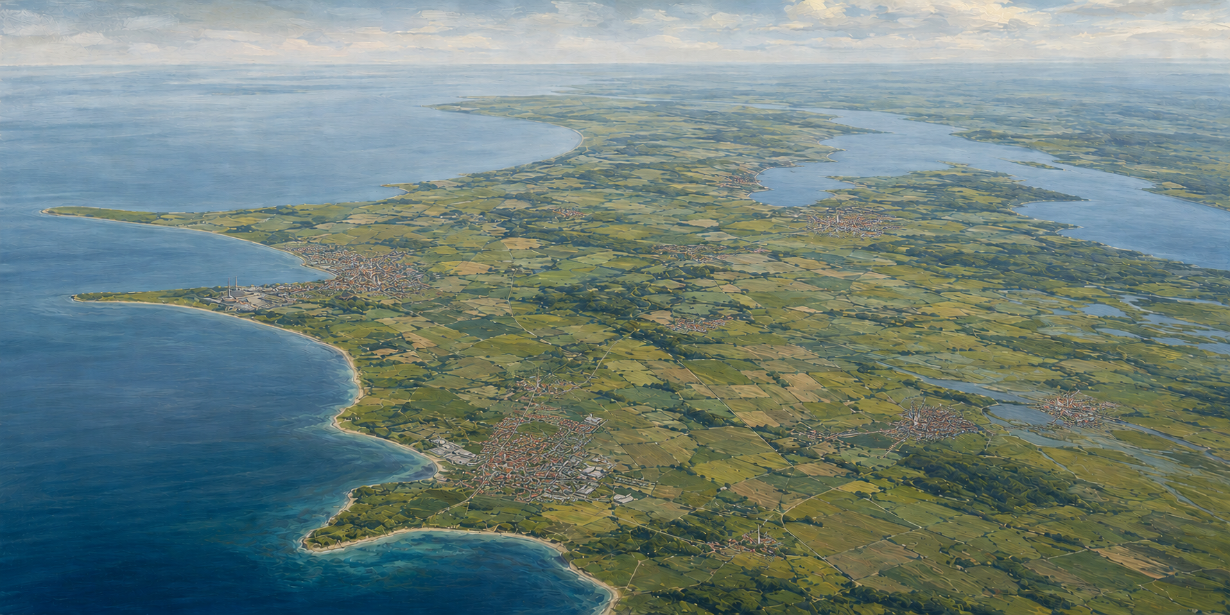 Malerisk luftbillede af Vestsjælland